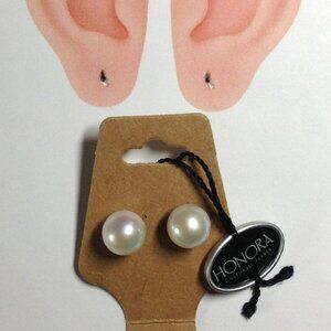 Honora White Freshwater Cultured Pearl Silver Earrings